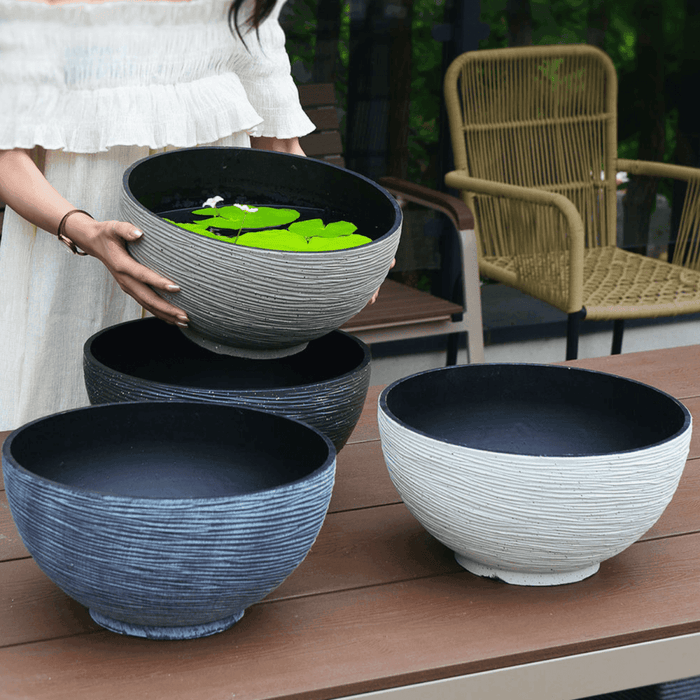 Macetero Plastico Semi Esfera Premium Diseño a Rayas M - Fliperex