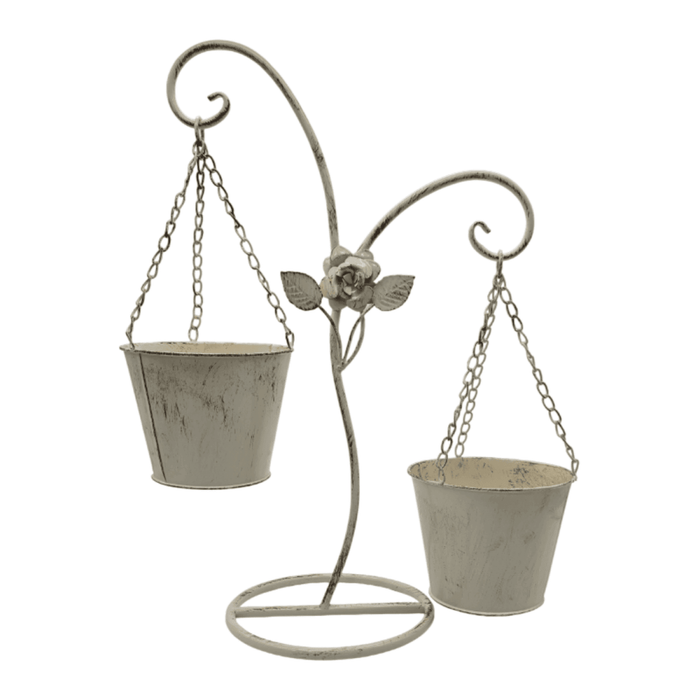 Porta Macetero Pedestal Colgante Beige Vintage Maceta Planta - Fliperex