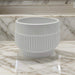 Macetero Maceta De Ceramica Lineas Relieve Blanco L - Fliperex