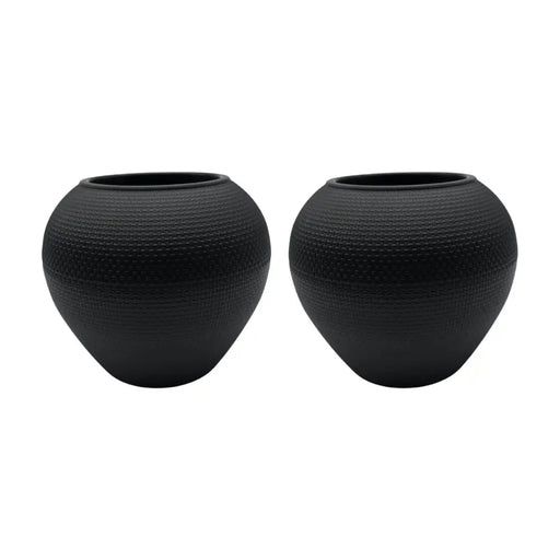Set 2 Maceteros Plastico Redondo Ovalado Moderno Textura L - Fliperex