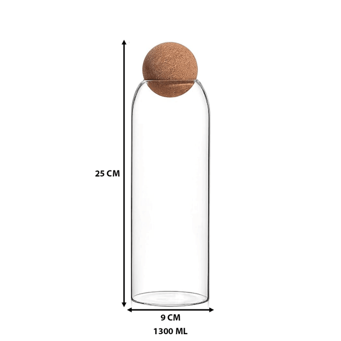 Botella Frasco Vidrio Transparente Tapa De Corcho XL - Fliperex