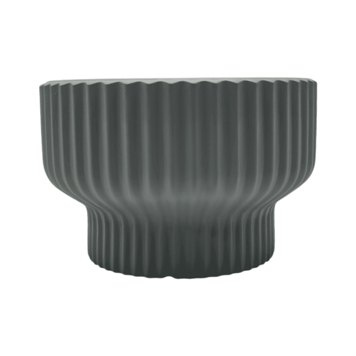Macetero Maceta De Ceramica Estilo Copon Gris Mate L - Fliperex