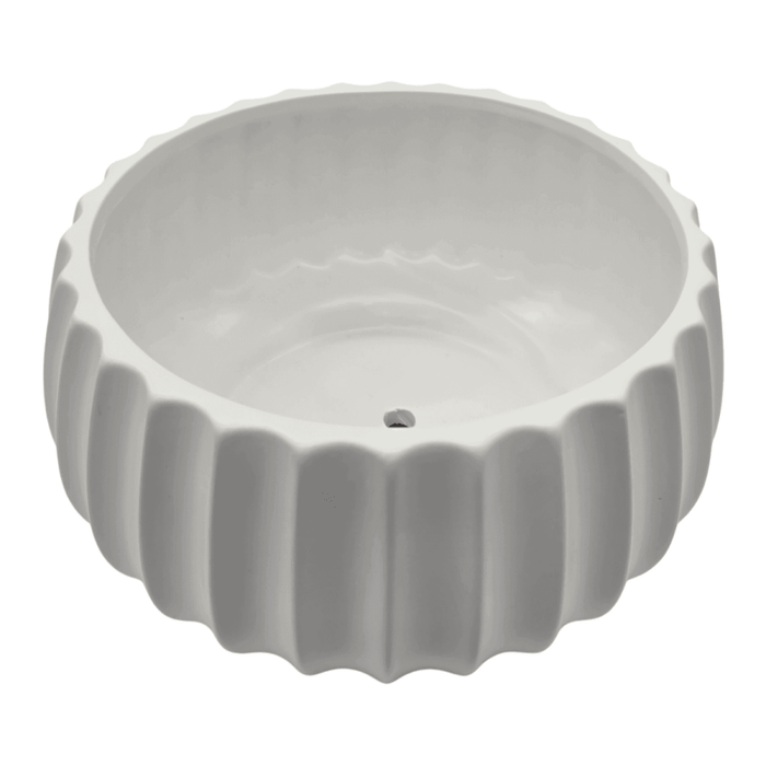 Macetero Maceta De Ceramica Copon Ranurado Blanco Brillante - Fliperex