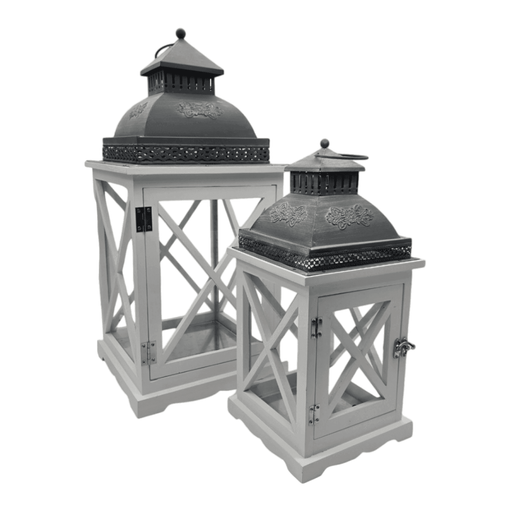 Set 2 Farol Calentador De Vela Costero De Madera Blanca - Fliperex