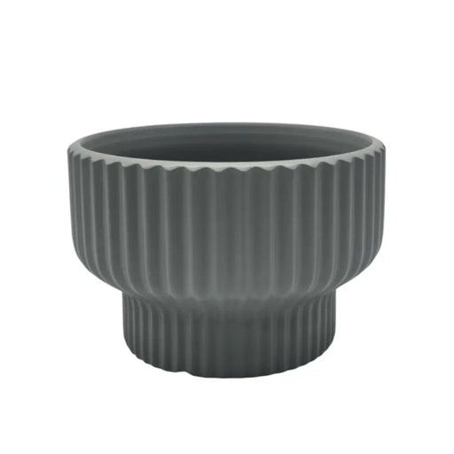 Macetero Maceta De Ceramica Estilo Copon Gris Mate M - Fliperex
