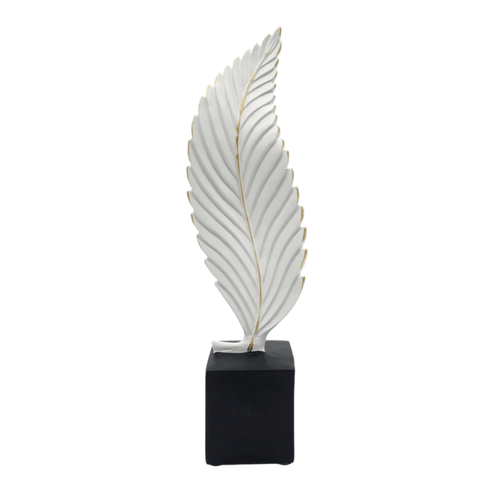 Figura Adorno De Hoja Blanca Decorativa En Resina Moderna S - Fliperex