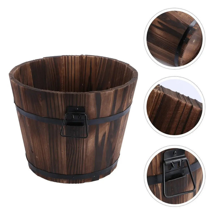 Macetero De Madera Tipo Barril Para Jardin Terraza Planta XL