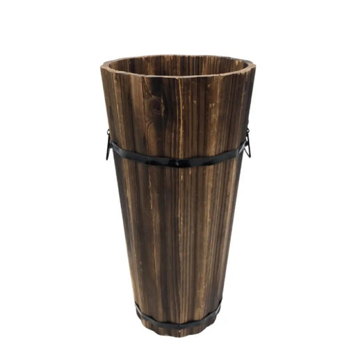Macetero De Madera Tipo Barril Largo Bajo Jardin Terraza M - Fliperex