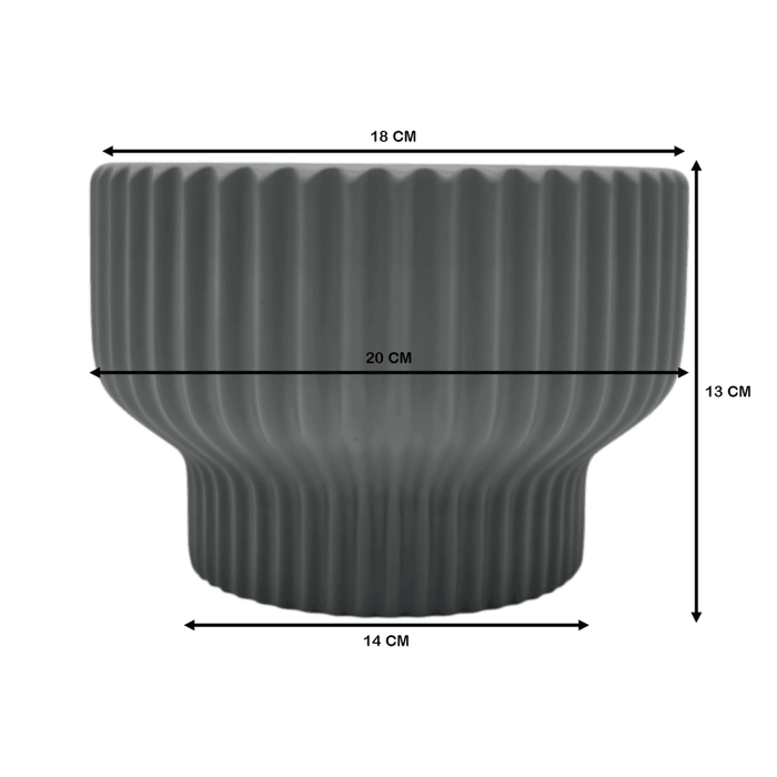 Macetero Maceta De Ceramica Estilo Copon Gris Mate M - Fliperex