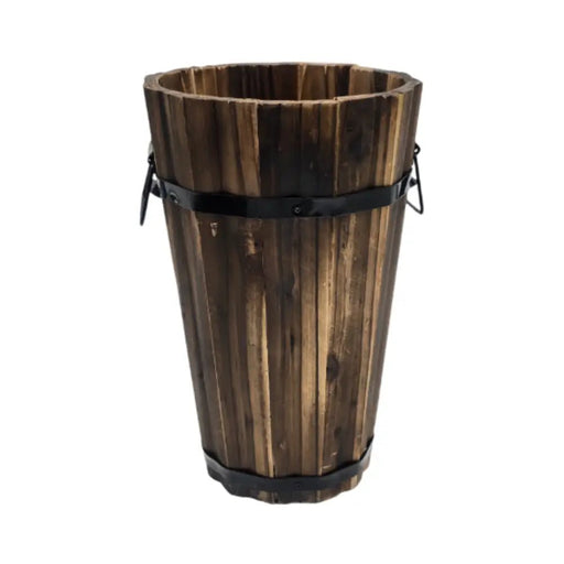Macetero De Madera Tipo Barril Alargado Jardin Terraza L - Fliperex