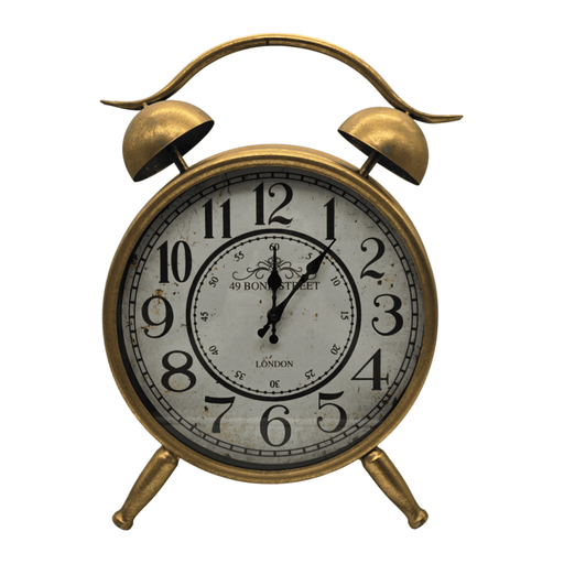 Reloj De Mesa Analogico Hierro Vintage Decorativo Dorado M - Fliperex