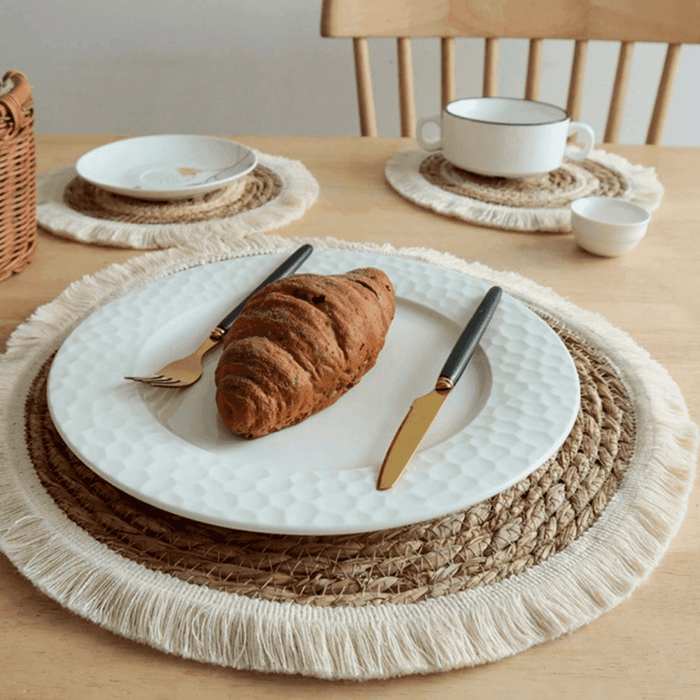 Set 6 Individuales Redondos De Yute Para Comedor Terraza - Fliperex
