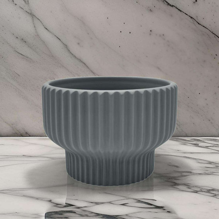Macetero Maceta De Ceramica Estilo Copon Gris Mate S - Fliperex