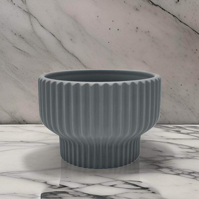 Macetero Maceta De Ceramica Estilo Copon Gris Mate L - Fliperex