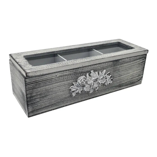 Caja De Te Porta Te Caja De Madera Para Te Gris 3 Divisiones - Fliperex