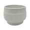 Macetero Maceta De Ceramica Lineas Relieve Blanco L