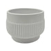 Macetero Maceta De Ceramica Lineas Relieve Blanco L - Fliperex