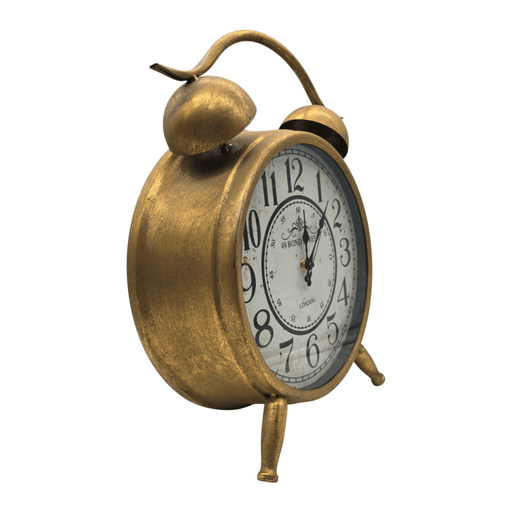 Reloj De Mesa Analogico Hierro Vintage Decorativo Dorado M - Fliperex