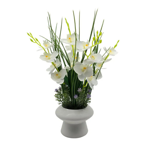 Planta Artificial Orquidea Decorativa Macetero De Ceramica S - Fliperex