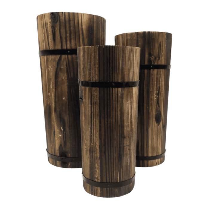 Macetero De Madera Tipo Barril Largo Alto Jardin Terraza L - Fliperex