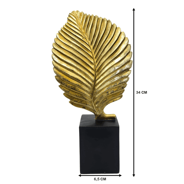 Figura Adorno De Hoja Dorada Decorativa En Resina Moderna M - Fliperex