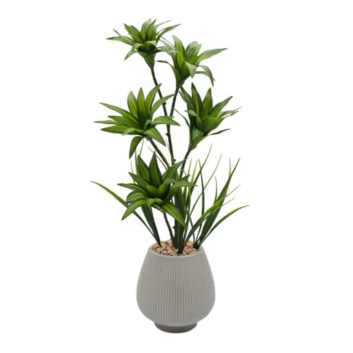 Planta Artificial Bambu Lirio Decorativo Macetero Ceramica - Fliperex