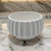Macetero Maceta De Ceramica Copon Ranurado Blanco Brillante - Fliperex