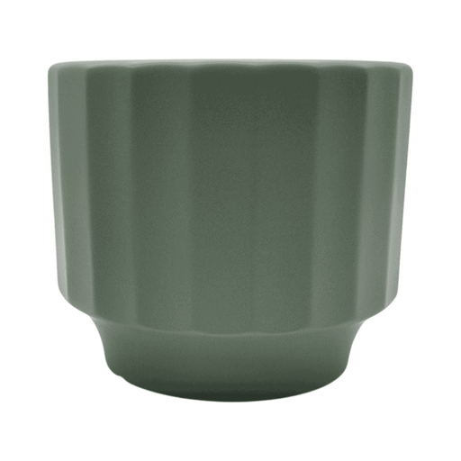 Macetero Maceta De Ceramica Verde Oliva Lineas Verticales S - Fliperex
