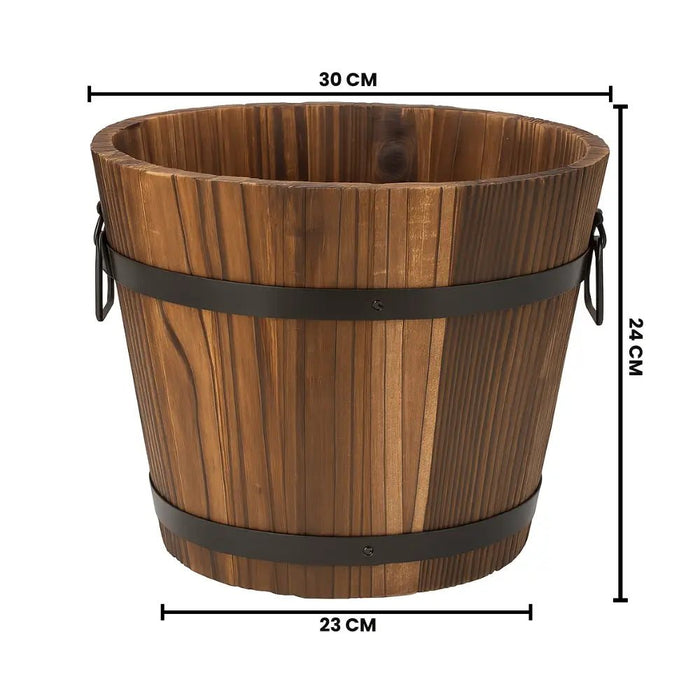 Macetero De Madera Tipo Barril Para Jardin Terraza Planta XL