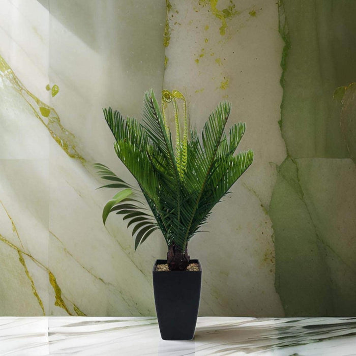 Planta Artificial Palmera Macetero Plastico Negro Grande - Fliperex