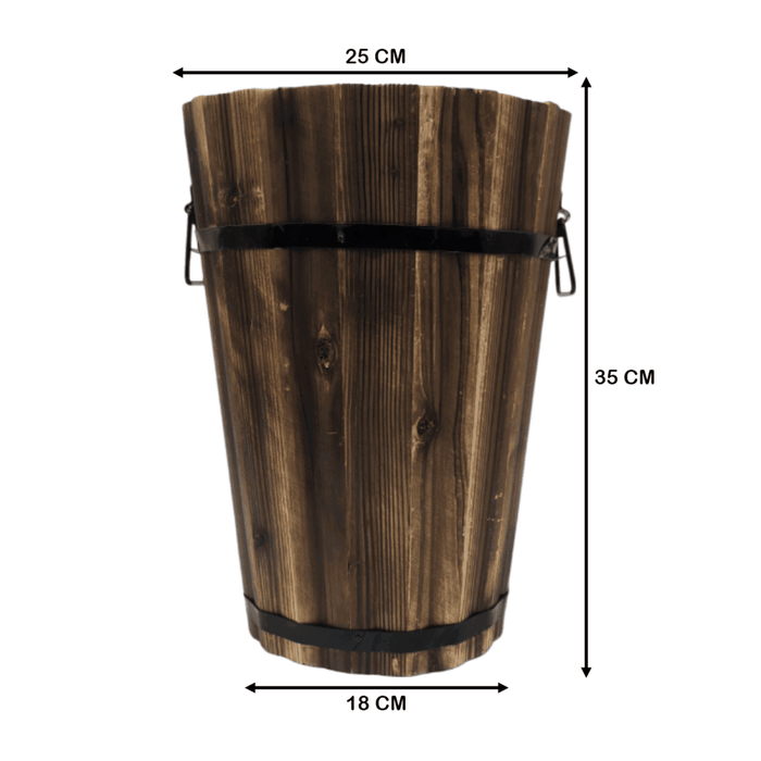 Macetero De Madera Tipo Barril Alargado Jardin Terraza L - Fliperex