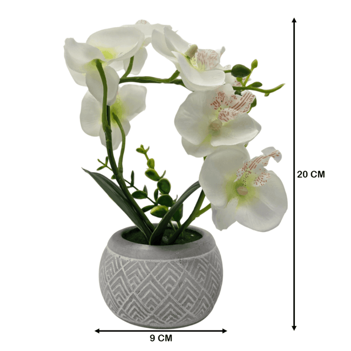 Planta Artificial Orquidea Pequeña Macetero De Cemento - Fliperex