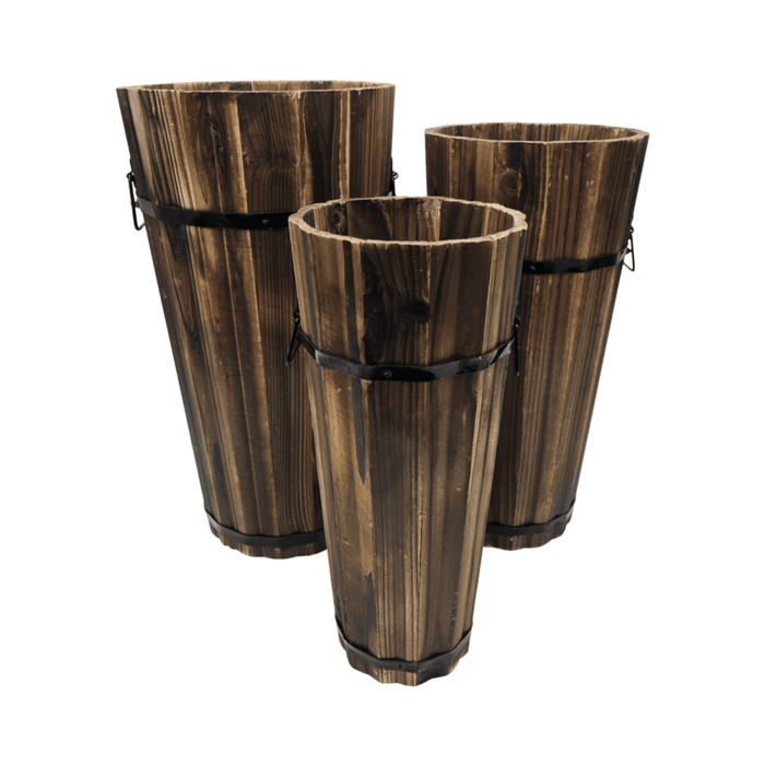 Macetero De Madera Tipo Barril Largo Bajo Jardin Terraza M - Fliperex