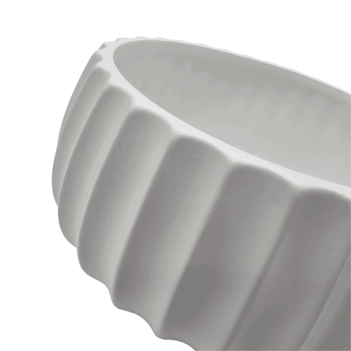 Macetero Maceta De Ceramica Copon Ranurado Blanco Brillante - Fliperex
