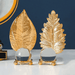 Set 2 Hojas Dorada Con Bola De Cristal Adorno Elegante Mesa - Fliperex
