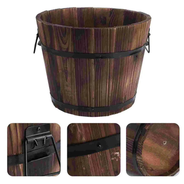 Macetero De Madera Tipo Barril Para Jardin Terraza Planta L