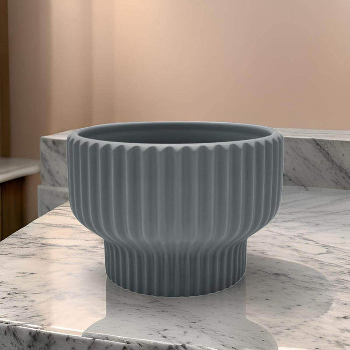 Macetero Maceta De Ceramica Estilo Copon Gris Mate S - Fliperex