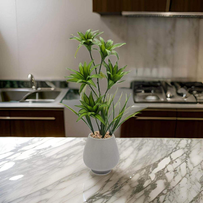 Planta Artificial Bambu Lirio Decorativo Macetero Ceramica - Fliperex