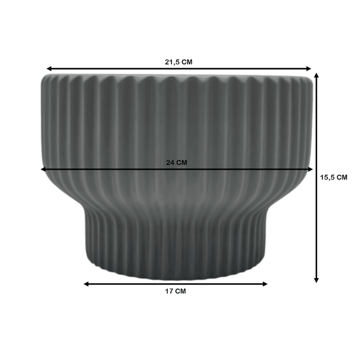 Macetero Maceta De Ceramica Estilo Copon Gris Mate L - Fliperex