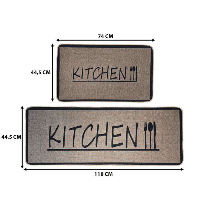 Set 2 Alfombras De Cocina Goma Antideslizante Diseño Kitchen - Fliperex