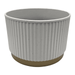 Macetero Plastico Redondo Bajo Premium Blanco Base Dorado - Fliperex