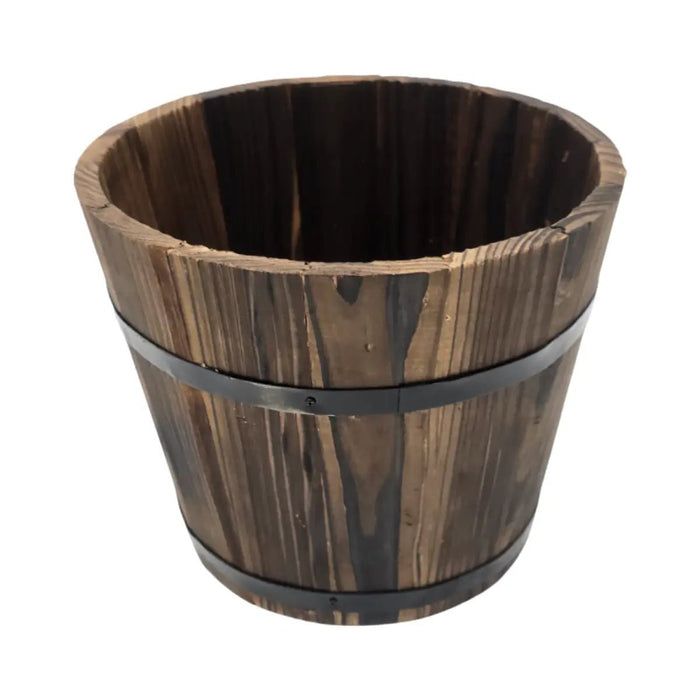 Macetero De Madera Tipo Barril Para Jardin Terraza Planta XS