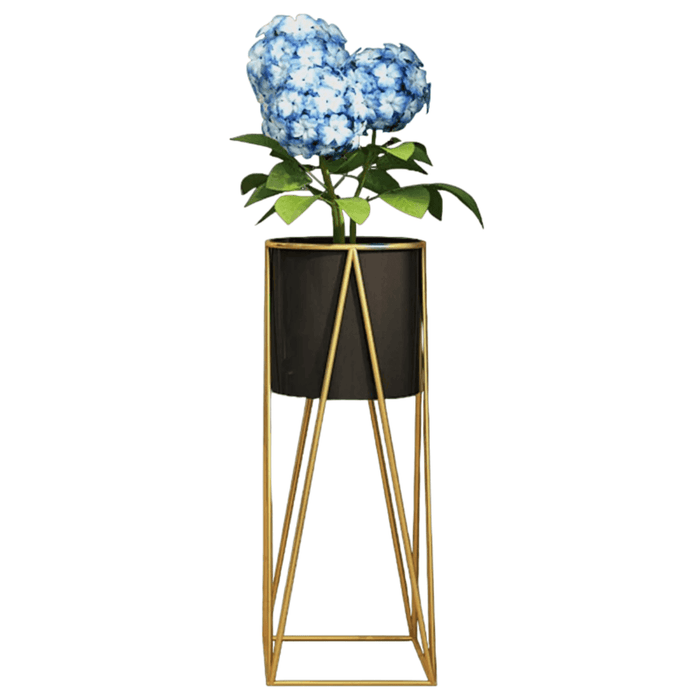 Porta Macetero Pedestal Maceta Plantas Negro Dorado - Fliperex