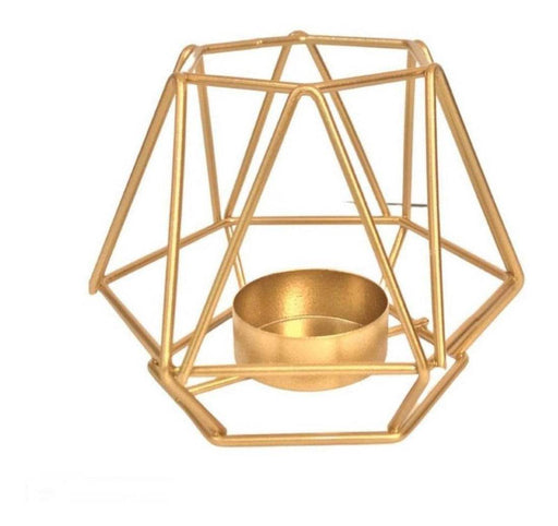 Candelabro Porta Vela Dorado Estilo Geométrico Decorativo - Fliperex